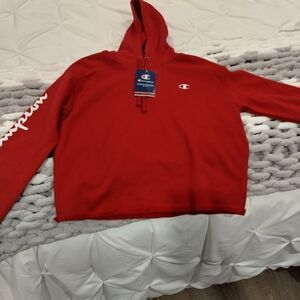 Champion lightweight 3/4 hoodie women. Cranberry color